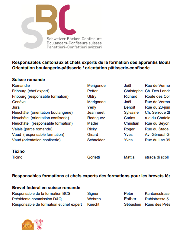 Responsables cantonaux